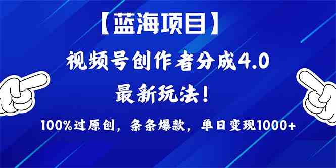 （9777期）2024蓝海项目视频号，最新方法， 100%过原创，条条爆款，单日变现1K+，…-木白网创