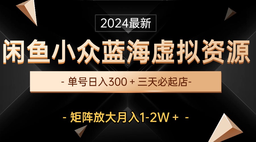 （10336期）最新闲鱼小众蓝海虚拟资源，单号日入300＋，三天必起店，矩阵放大月入1-2W-木白网创