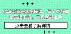 私域流量运营实操课，每个章节都是实操干货，学完就能上手-木白网创