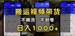 “小白必看”搬运视频带货玩法，不限流，不封号，纯自然流，日入1k-木白网创