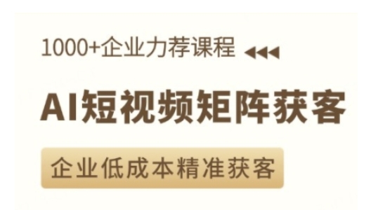 AI短视频矩阵获客实操课，企业低成本精准获客-木白网创