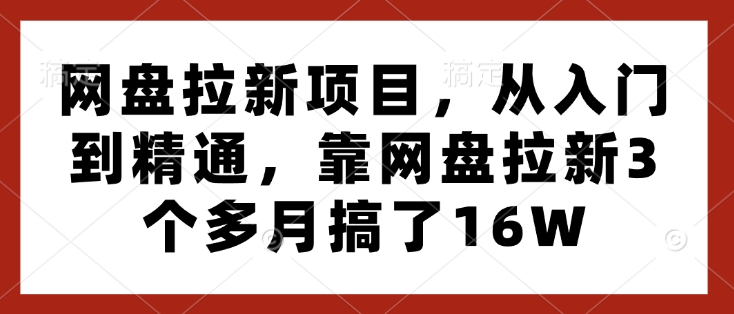 网盘拉新项目，从入门到精通，靠网盘拉新3个多月搞了16W-木白网创