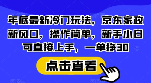 年底最新冷门玩法，京东家政新风口，操作简单，新手小白可直接上手，一单挣30【揭秘】-木白网创