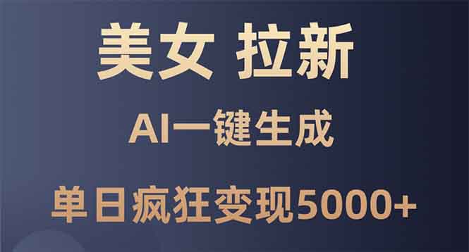 美女暴力拉新，通过AI一键生成，单日疯狂变现5000+，纯小白一学就会！-木白网创