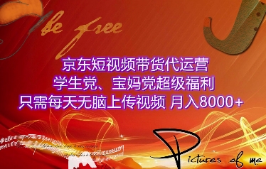 京东短视频带货代运营，学生党、宝妈党超级福利，只需每天无脑上传视频，月入8000+【仅揭秘】-木白网创