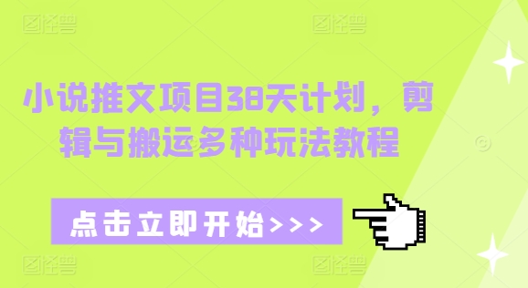 小说推文项目38天计划，剪辑与搬运多种玩法教程-木白网创