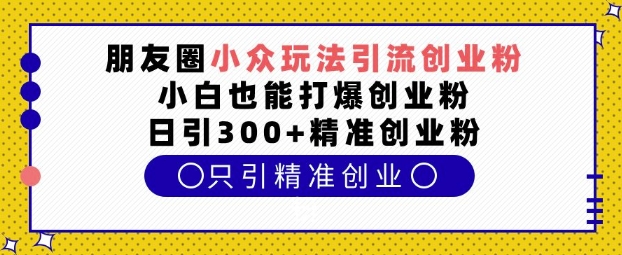 朋友圈小众玩法引流创业粉，小白也能打爆创业粉，日引300+精准创业粉【揭秘】-木白网创