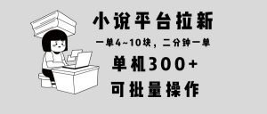 小说平台拉新，单机300+，两分钟一单4~10块，操作简单可批量。-木白网创