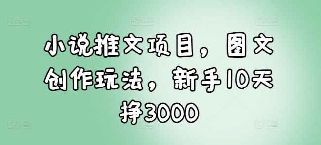 小说推文项目，图文创作玩法，新手10天挣3000-木白网创