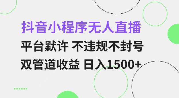 抖音小程序无人直播 平台默许 不违规不封号 双管道收益 日入多张 小白也能轻松操作【仅揭秘】-木白网创
