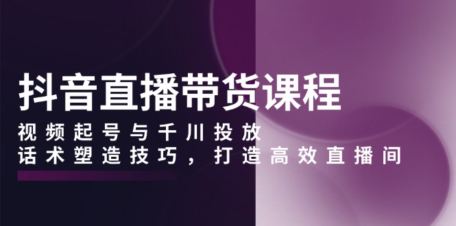 抖音直播带货课程，视频起号与千川投放，话术塑造技巧，打造高效直播间-木白网创