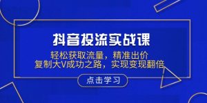 抖音投流实战课，轻松获取流量，精准出价，复制大V成功之路，实现变现翻倍-木白网创