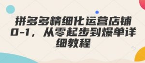 拼多多精细化运营店铺0-1，从零起步到爆单详细教程-木白网创