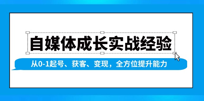 自媒体成长实战经验，从0-1起号、获客、变现，全方位提升能力-木白网创