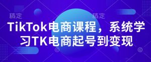 TikTok电商课程,系统学习TK电商起号到变现-木白网创