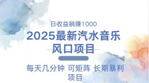 2025最新汽水音乐躺赚项目 每天几分钟 日入1000＋-木白网创