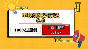 中视频搬运玩法6.0，利用软件双重去重，100%过原创，小白也能月入5w+-木白网创