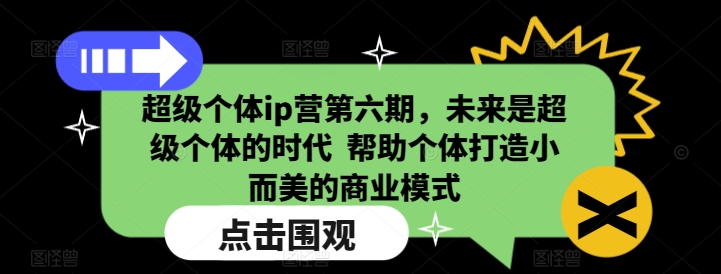 超级个体ip营第六期，未来是超级个体的时代  帮助个体打造小而美的商业模式-木白网创