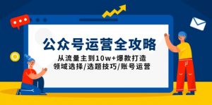 公众号运营全攻略：从流量主到10w+爆款打造，领域选择/选题技巧/账号运营-木白网创