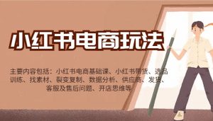 小红书电商玩法：带货/选品/找素材/裂变/数据分析/供应商/发货/售后/开店思维等-木白网创