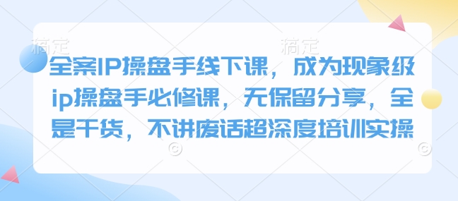 全案IP操盘手线下课，成为现象级ip操盘手必修课，无保留分享，全是干货，不讲废话超深度培训实操-木白网创