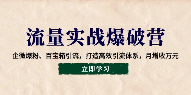 流量实战爆破营：企微爆粉、百宝箱引流，打造高效引流体系，月增收万元-木白网创