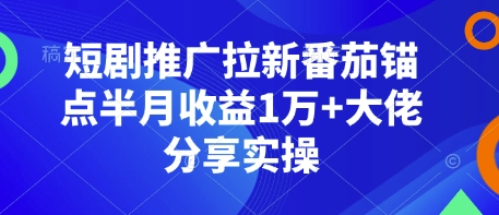 短剧推广拉新番茄锚点半月收益1万+大佬分享实操-木白网创