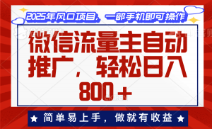微信流量主自动推广，轻松日入800+，简单易上手，做就有收益。-木白网创
