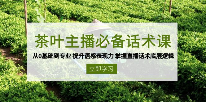 茶叶 主播必备话术课 从0基础到专业 提升语感表现力 掌握直播话术底层逻辑-木白网创