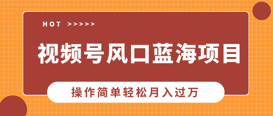 视频号风口蓝海项目，中老年人的流量密码，操作简单轻松月入过万-木白网创