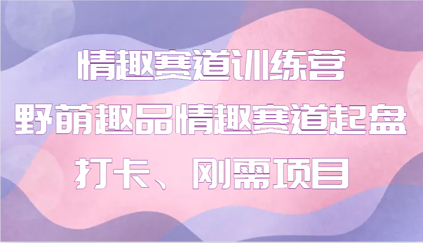 情趣赛道训练营 野萌趣品情趣赛道起盘打卡、刚需项目-木白网创