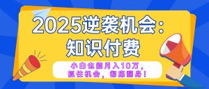 2025逆袭项目——知识付费，小白也能月入10万年入百万，抓住机会彻底翻...-木白网创