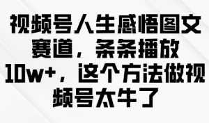 视频号人生感悟图文赛道，条条播放10w+，这个方法做视频号太牛了-木白网创