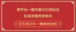 跨平台一键式暴力引流玩法，私域流量高效转化日引流300 +精准创业粉-木白网创
