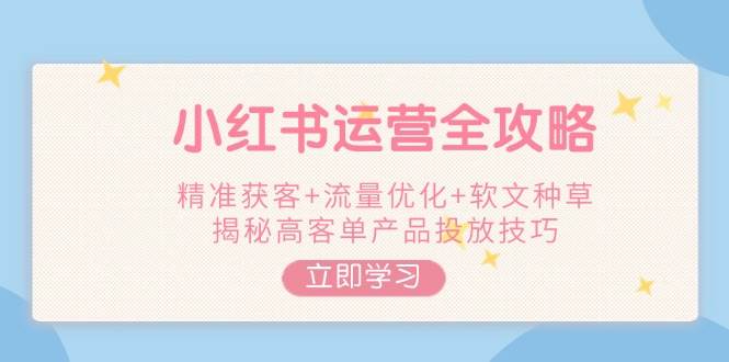 小红书运营全攻略，精准获客+流量优化+软文种草，揭秘高客单产品投放技巧-木白网创