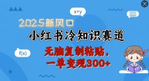 2025新风口,小红书冷知识赛道,无脑复制粘贴,一单变现300+-木白网创
