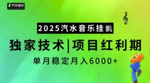 2025汽水音乐挂JI，独家技术，项目红利期，稳定月入5k【揭秘】-木白网创
