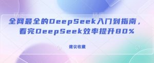 全网最全的DeepSeek入门到指南，看完DeepSeek效率提升80%(建议收藏)-木白网创