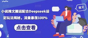 小说推文搬运配合Deepseek设定玩法揭秘，流量暴涨100%-木白网创