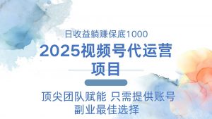 2025视频号代运营 日躺赚1000＋ 只需提供账号-木白网创