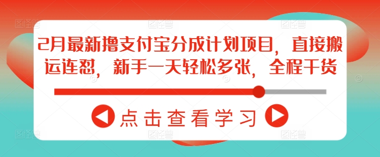 2月最新撸支付宝分成计划项目，直接搬运连怼，新手一天轻松多张，全程干货-木白网创