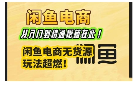 闲鱼电商实战课，从入门到精通秘籍在此，闲鱼电商无货源玩法超燃!-木白网创
