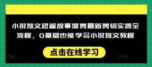 小说推文短篇故事混剪最新剪辑实操全流程，0基础也能学会小说推文教程，肯干多发日入多张-木白网创