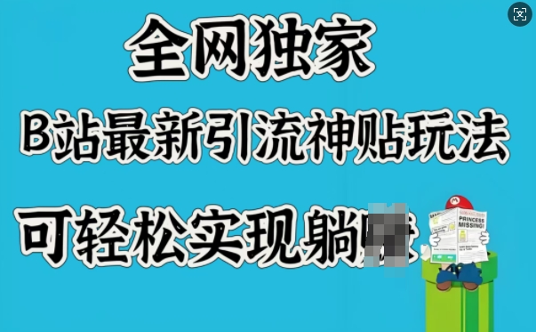 全网独家，B站最新引流神贴玩法，可轻松实现躺Z-木白网创