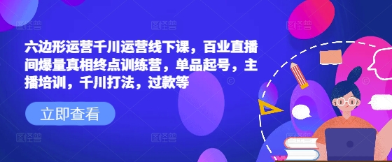 六边形运营千川运营线下课，百业直播间爆量真相终点训练营，单品起号，主播培训，千川打法，过款等-木白网创