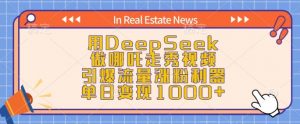 用DeepSeek做哪吒走秀视频，引爆流量涨粉利器，单日变现1k-木白网创