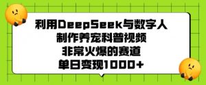 利用DeepSeek与数字人制作养宠科普视频，非常火爆的赛道，单日变现多张-木白网创