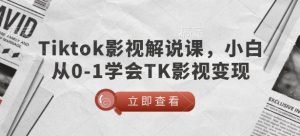 TikTok影视解说课，小白从0-1学会TK影视变现-木白网创