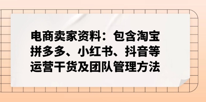 电商卖家资料：包含淘宝、拼多多、小红书、抖音等运营干货及团队管理方法-木白网创