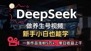小白用DeepSeek做养生号，一条作品涨粉5万+，单日收益上千-木白网创